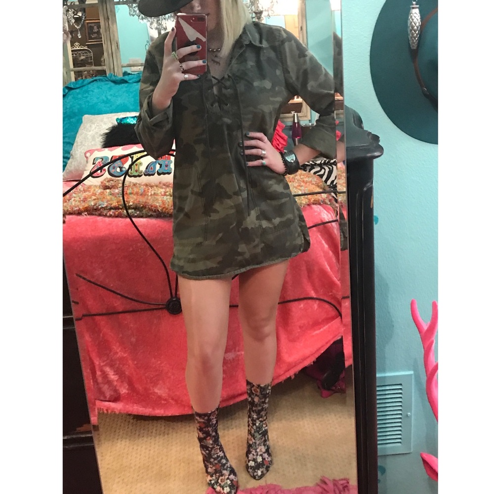 Camo Lace-up Shirt/Dress